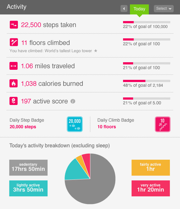 FitBit Dashboard - Activity, Sleep Patterns and Badges