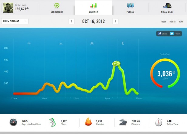 Nike+ fuelband web app dashboard