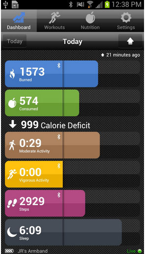 Bodymediafit mobile dashboard