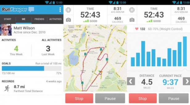 Runkeeper android dashboard