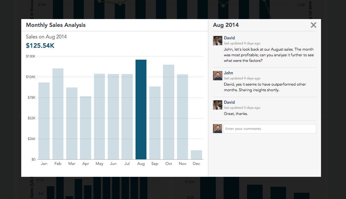 Screenshot of comment area in collaboration dashboard