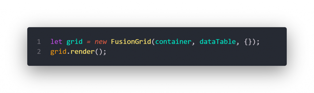 FusionGrid 2 lines of code