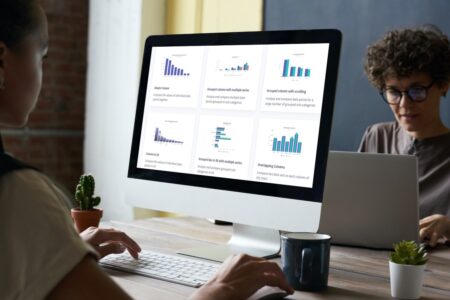 different types of charts and graphs displayed on a PC